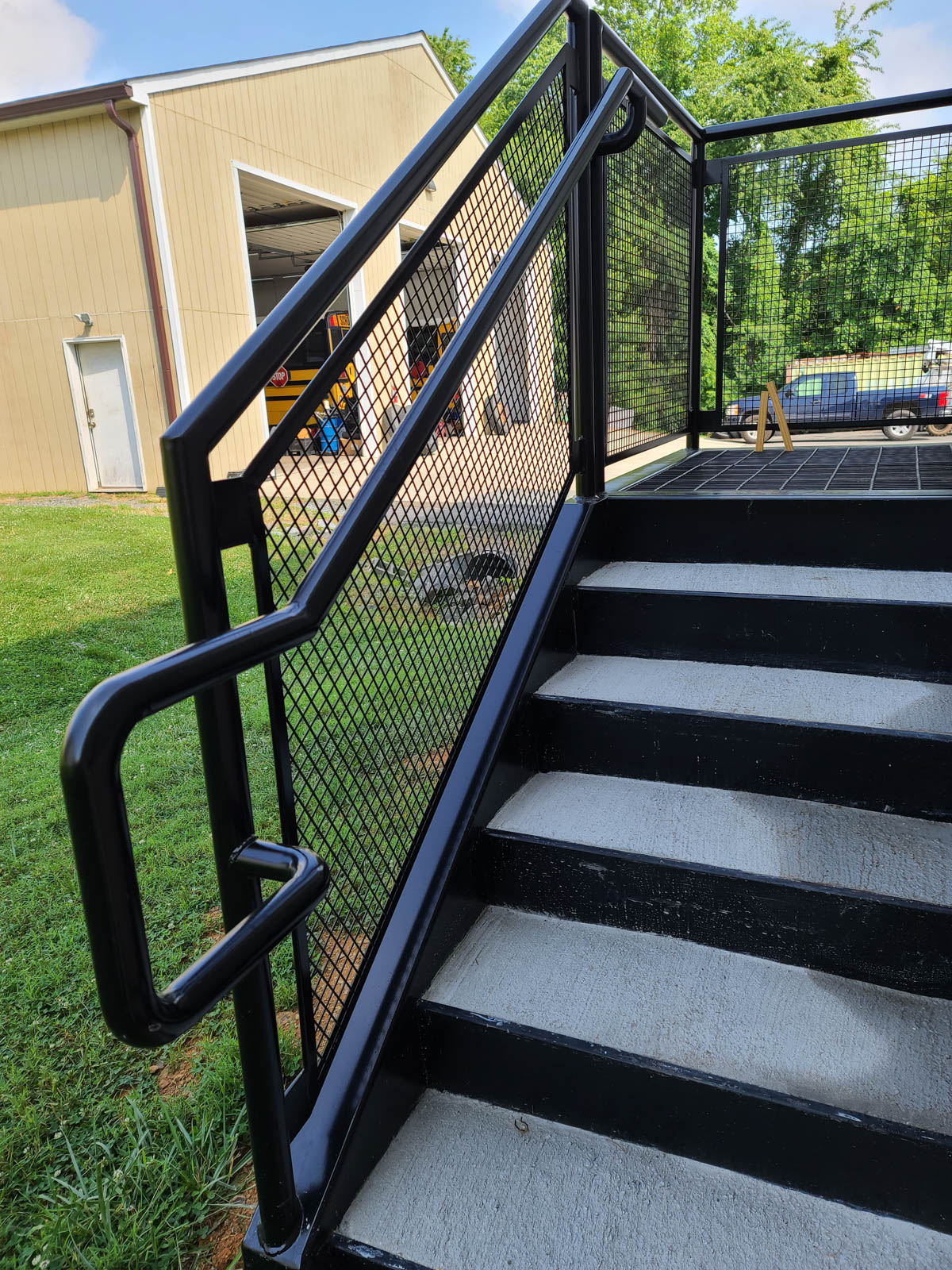 This showcases a completed loudoun stairs project within a home in northern virginia. This showcases the metal fabrication that loudoun stairs did in their shop. 