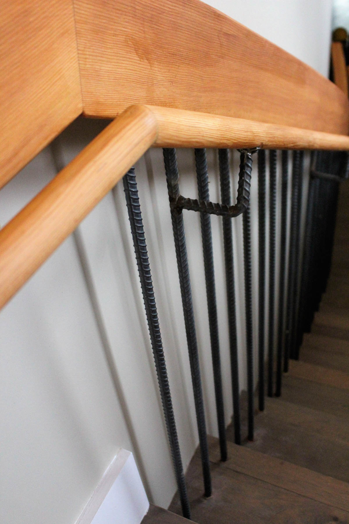 This showcases a completed loudoun stairs project within a home in northern virginia. This showcases the rails that they handmade. 